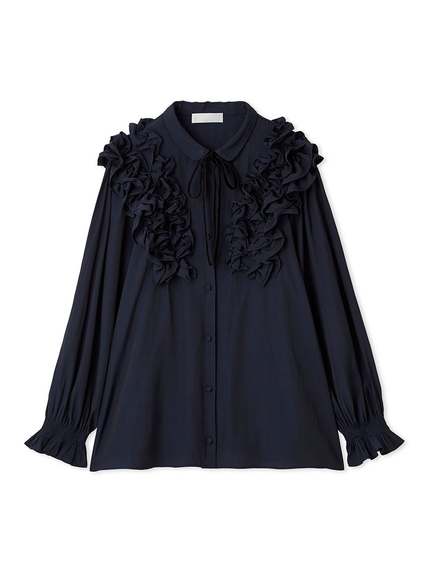 ウォッシャブル】フリルヨークシャツカラーブラウス(ブラウス・シャツ