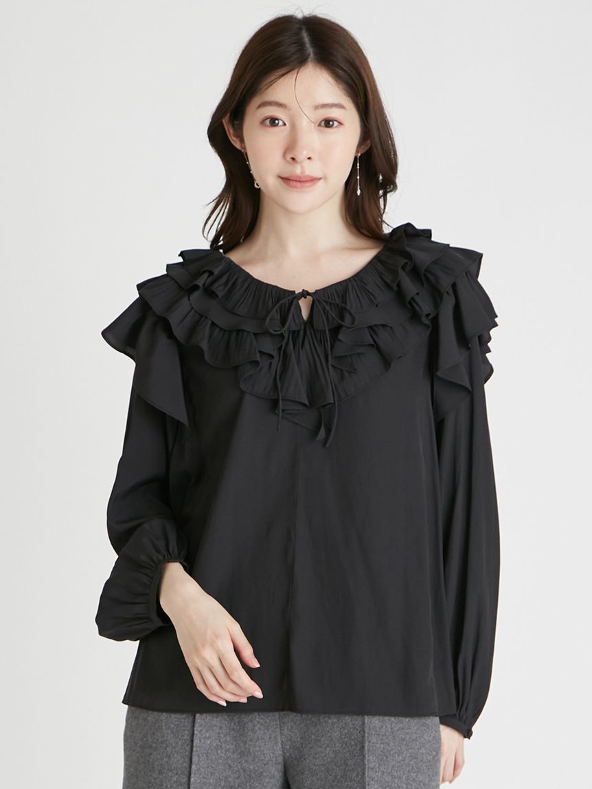 ラッフルプリーツ割線ブラウス(ブラウス・シャツ)｜TOPS（トップス