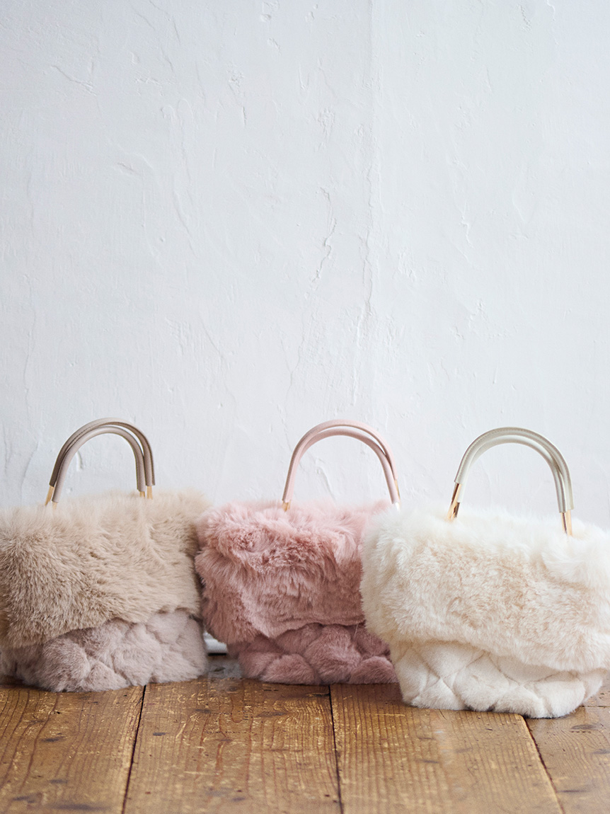 HANAE MORI×CELFORDコラボ】エコファーキルトバッグ(ハンドバッグ