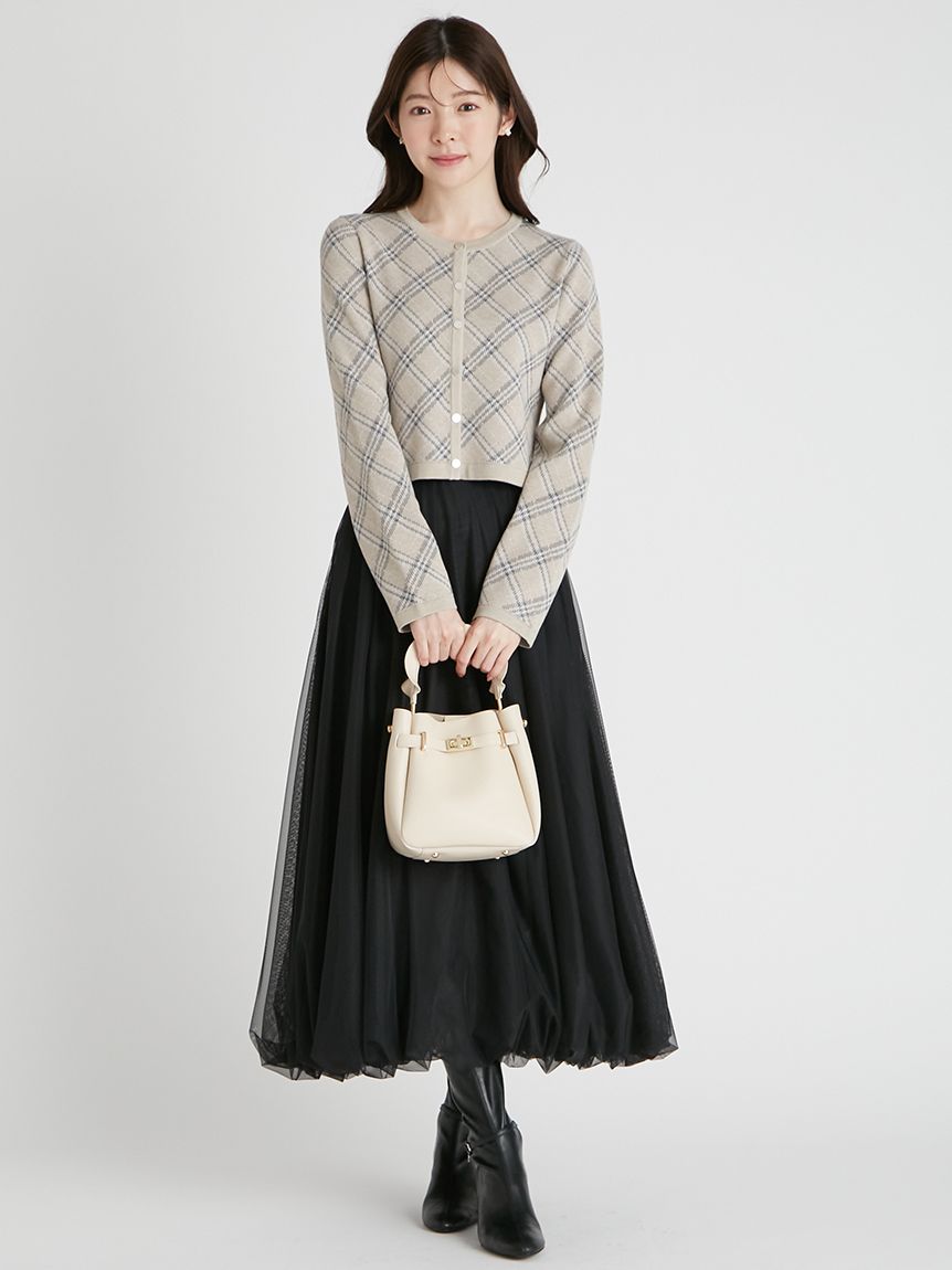 チェックジャカードカーディガン(ニットプルオーバー)｜TOPS（トップス