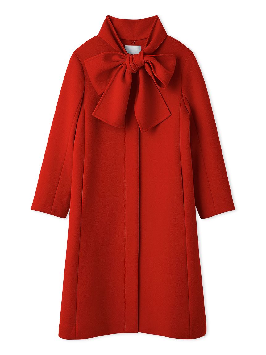 リボンストール付きノーカラーコート(コート)｜OUTER（アウター