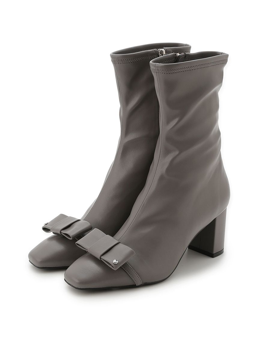 ビジュー＆リボンクリップ付きストレッチブーツ(ブーツ)｜SHOES