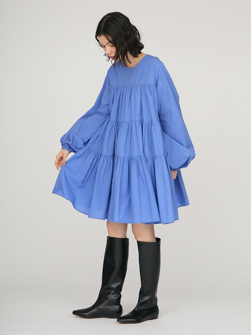 ママちゃんエムズグレイシー⭐︎水色ティアードワンピース キャン