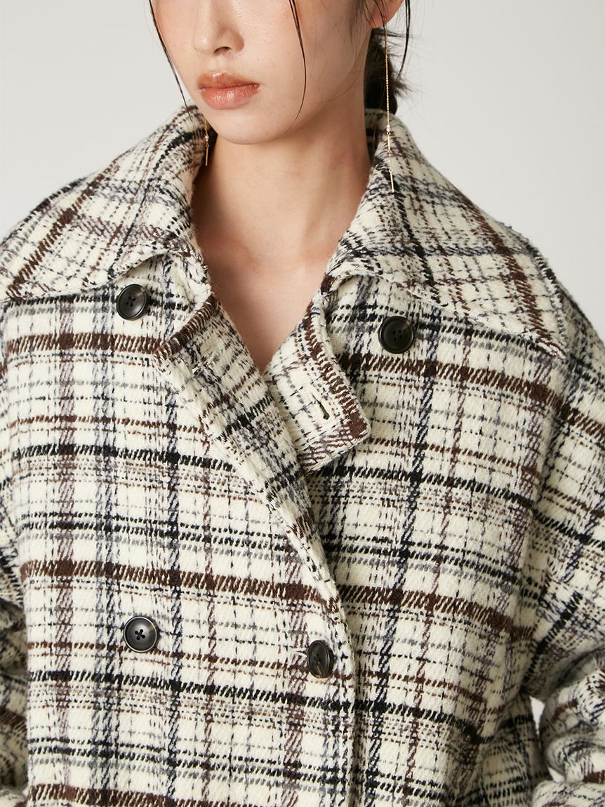 ダブルブレストチェックミドルコート(ハーフコート)｜アウター｜FRAY