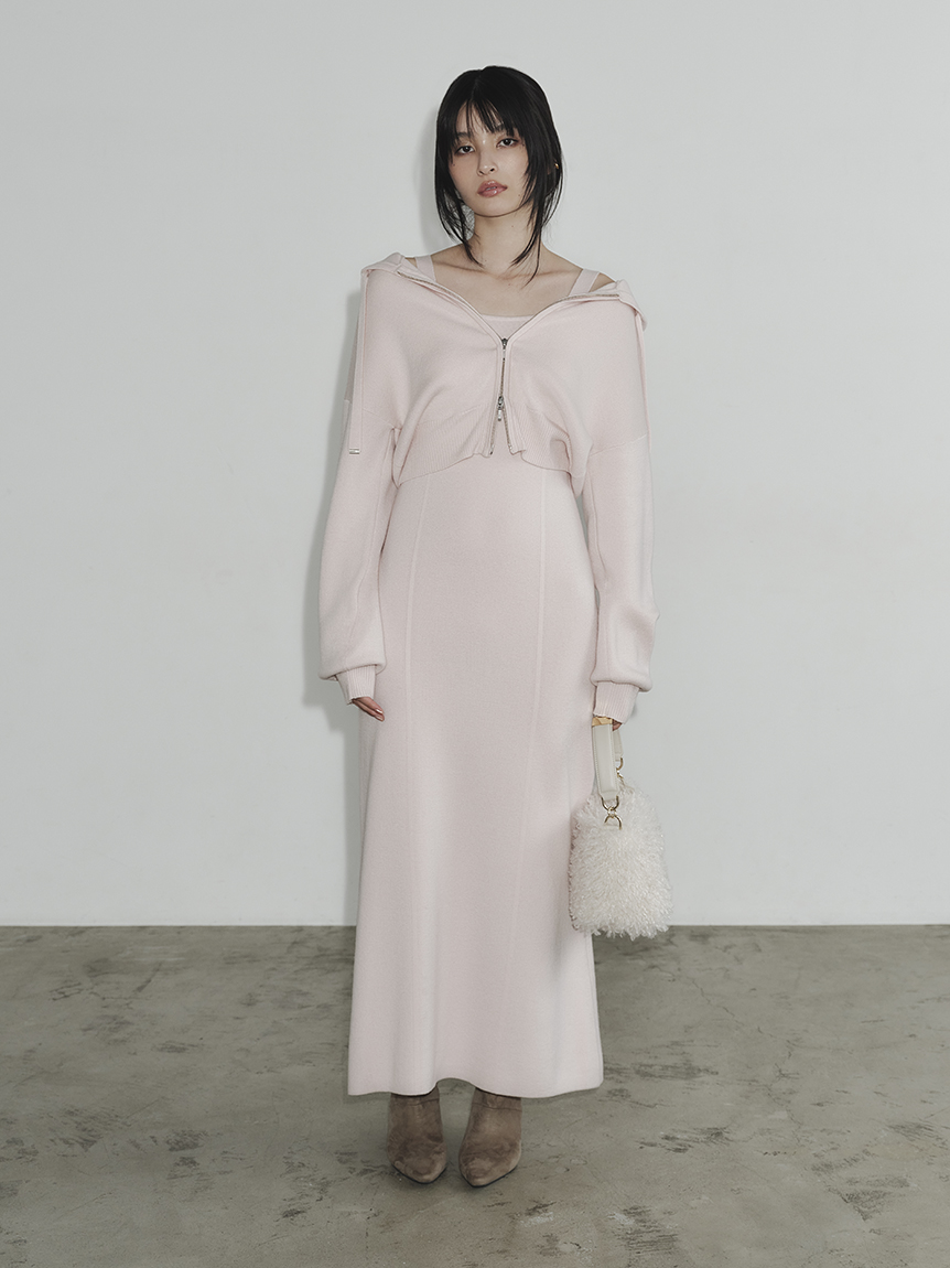 ジップパーカ&キャミワンピースセット(マキシ・ロングワンピース