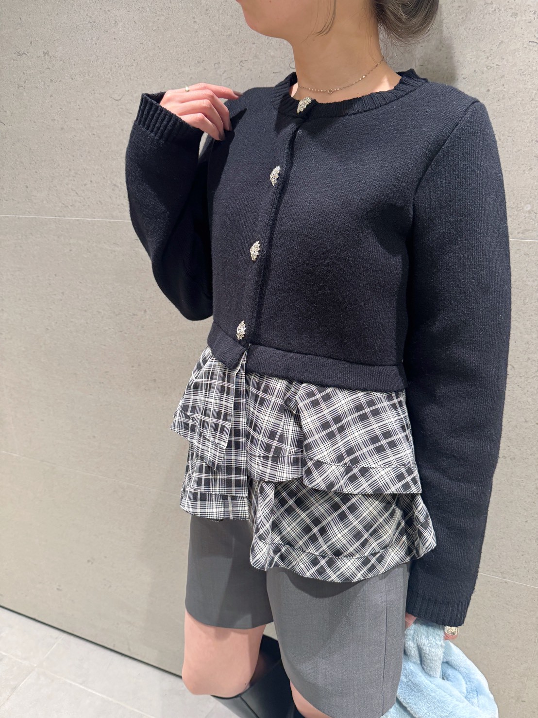 WEB限定カラー】ペプラムレイヤードカーディガン(ニット)｜トップス