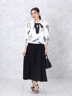 ボタニカルプリントギャザーカラーブラウス - FENNEL - FENNEL