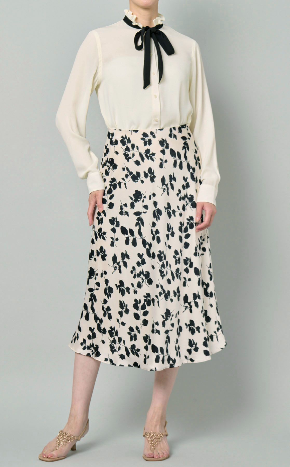 Lauren Ralph Lauren｜バイカラーボウタイブラウス