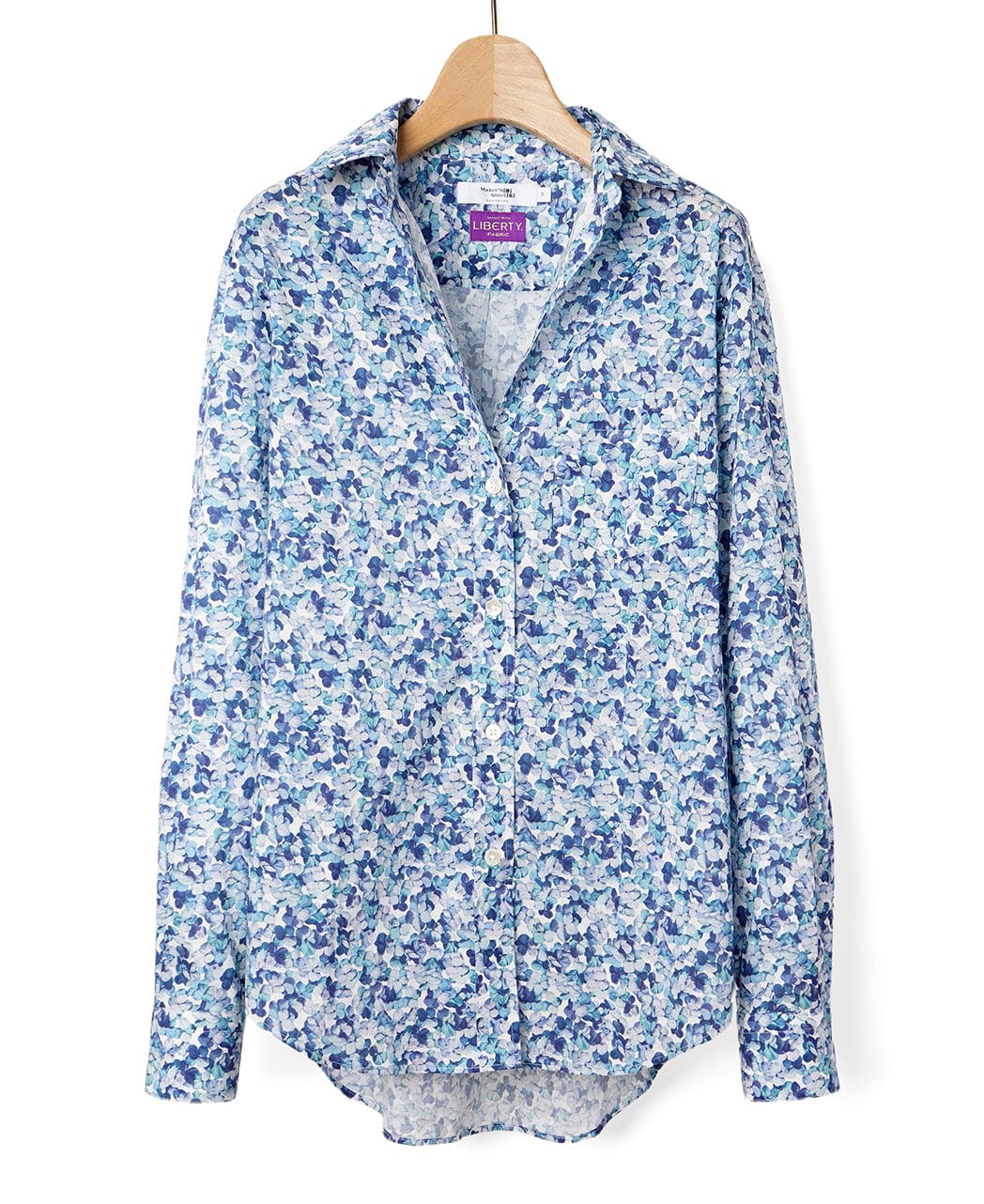 リバティ】紫陽花柄 スキッパーシャツ | 読む、鎌倉シャツ