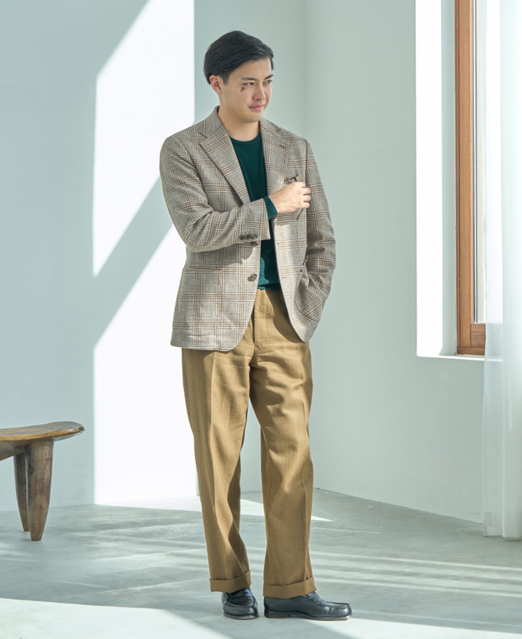 クルーネックセーター（12ゲージ）(46 グリーン系): メンズ