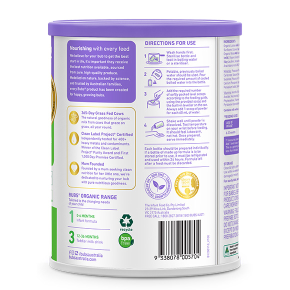 Bubs Australia Bubs オーガニック粉ミルク ステップ2 (6～12カ月