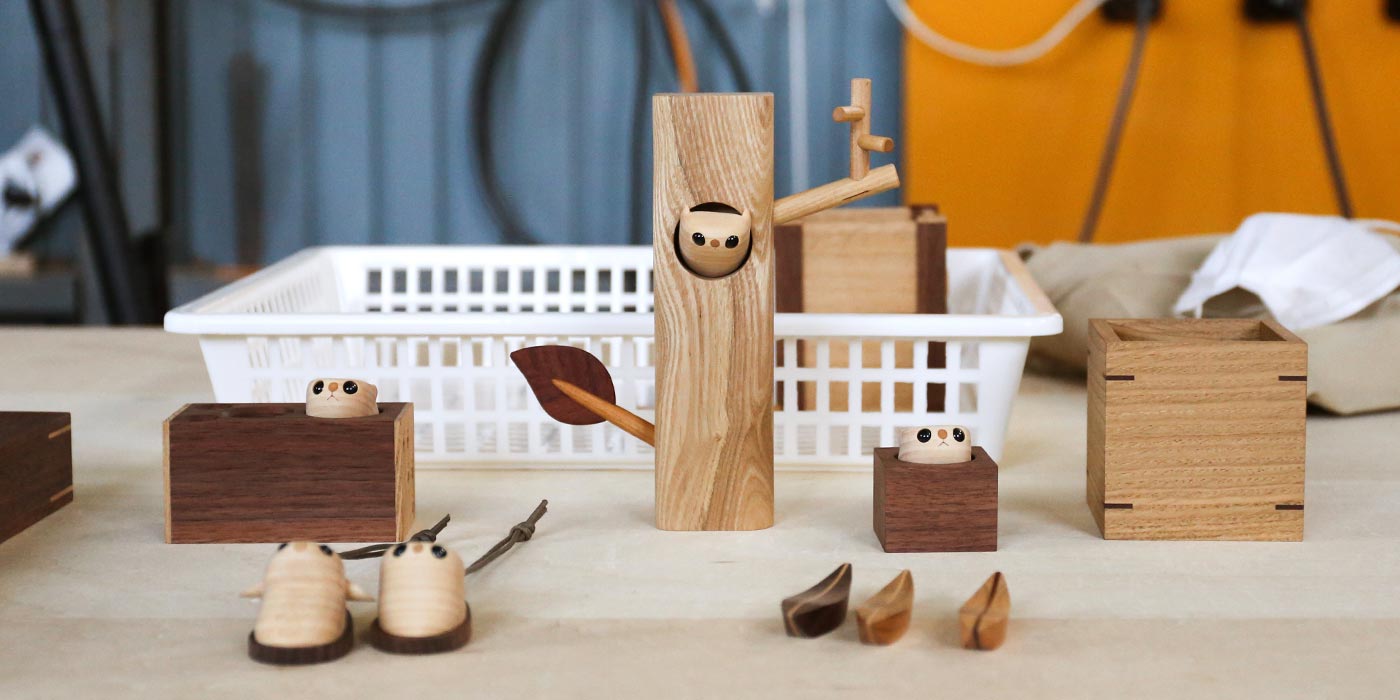 旭川クラフト 工房かわせみ 小物トレー ミニモモンガ付き 国産クラフト