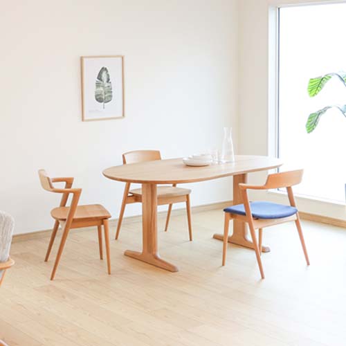 飛騨家具 HIDA 飛騨産業 Jin Dining 侭ダイニング 豆型天板 T脚 国産