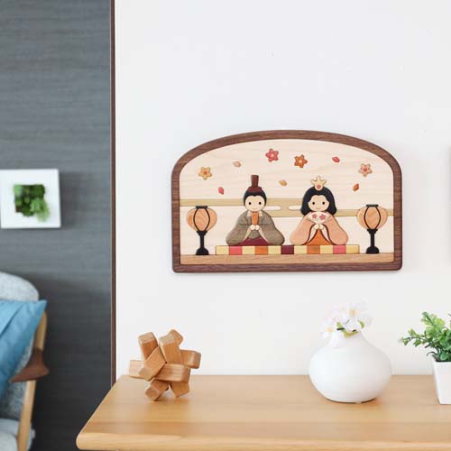 旭川クラフト Pecker 工房ペッカー 木製寄せ木雛人形 壁掛け 国産