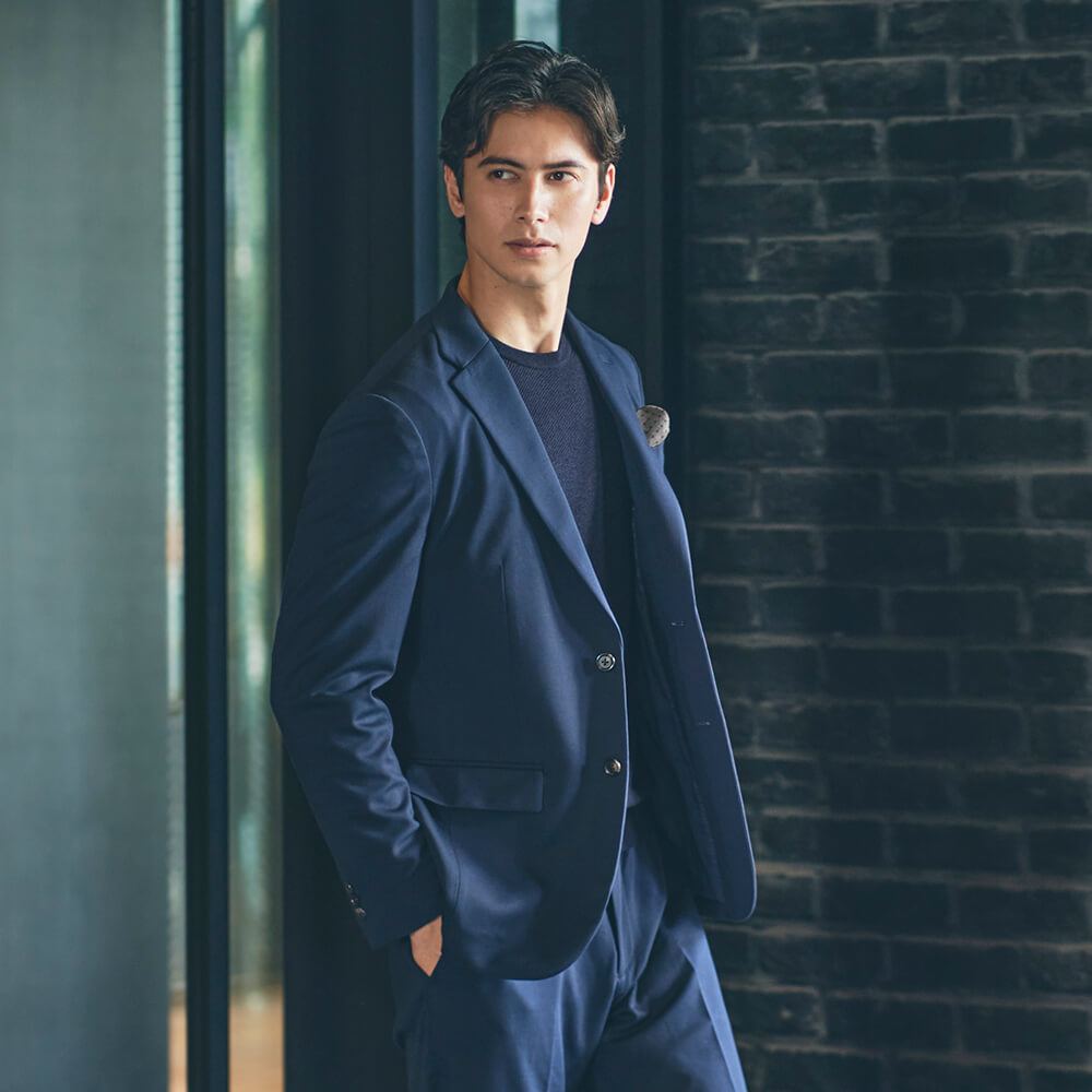 セットアップ対応｜楽ジャケ セットアップ ネイビー XS(XS ネイビー