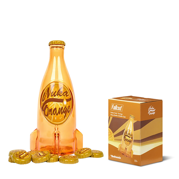 Fallout - ”ヌカ・コーラ オレンジ” グラスボトル＆キャップ 1個