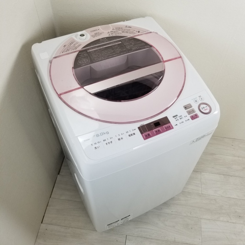 8.0kg 送風乾燥 全自動洗濯機 シャープ ES-GV8A-P 2017年製造