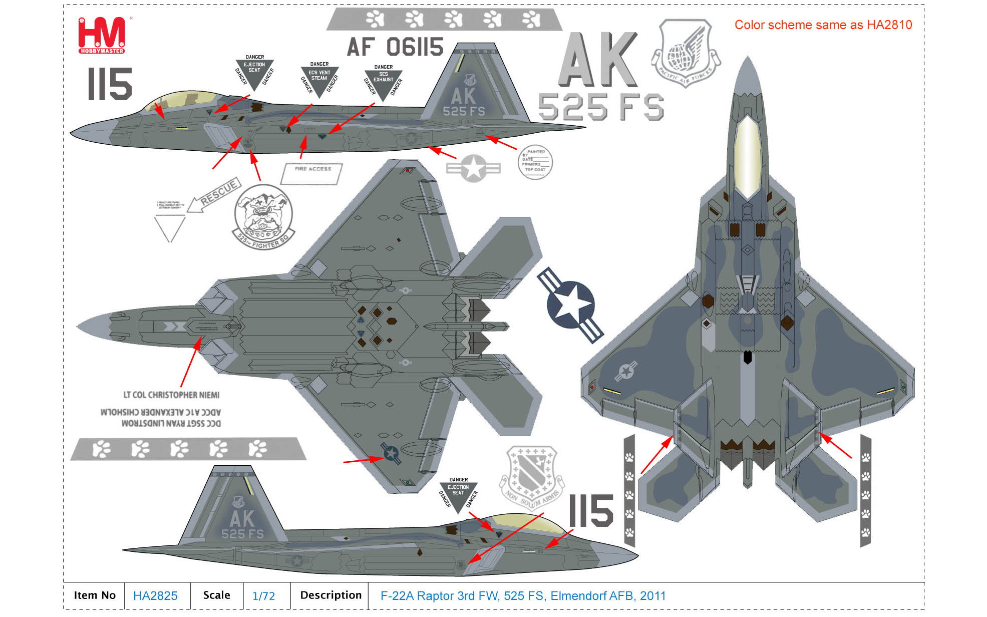 F-22A Raptor 3rd FW, 525 FS, Elmendorf AFB, 2011 - Hobby Master