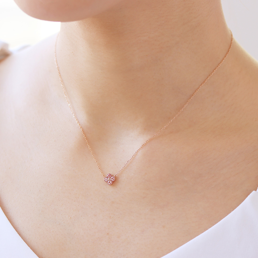 ビズー公式】ピンクトルマリン K18/PTネックレス・アナイス | 希少石