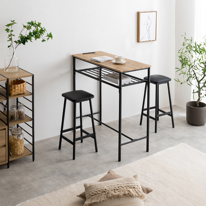 g155007]【3点セット】Roly 幅90cm カウンターテーブル+スツール2脚