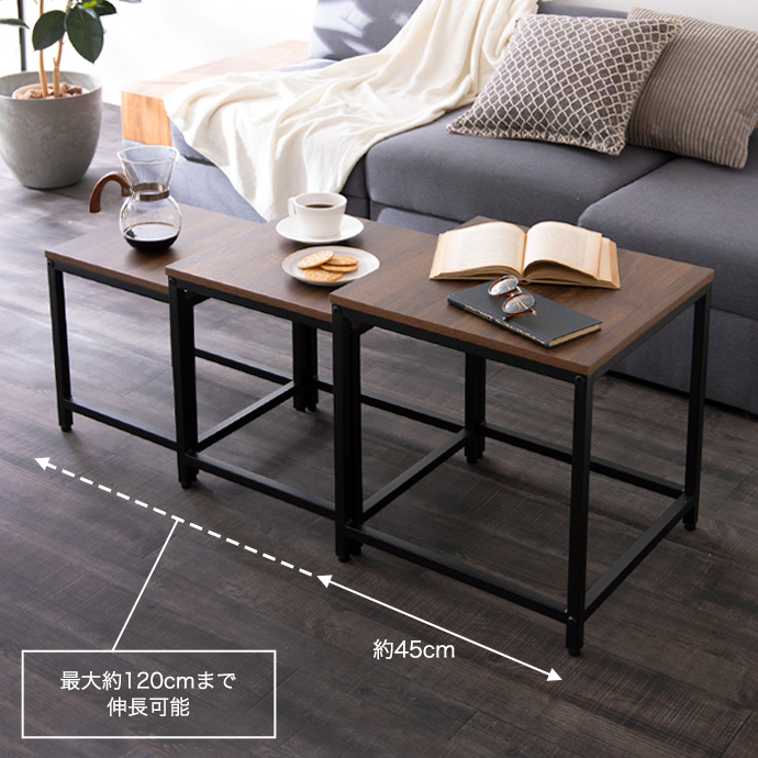 g159008]【3点セット】Karla 木目調/大理石柄ネストテーブル 木製