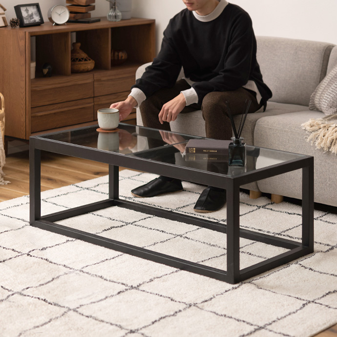 g1001265]【幅110cm】 Seon ガラステーブル ガラステーブル | 家具