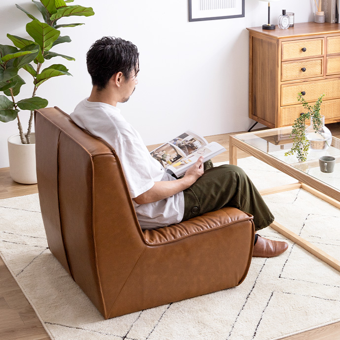 g118033]【単品】Hank PVCレザーソファ 1人掛けソファー | 家具