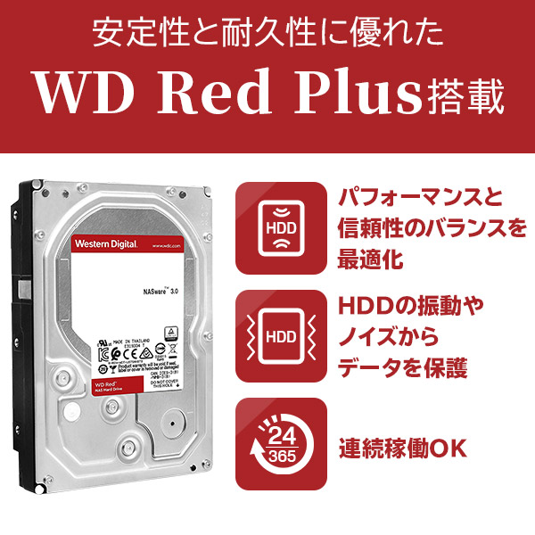 外付けハードディスク・ドライブ WD Red Plus 4TB HDD WD40EFZX 外付け