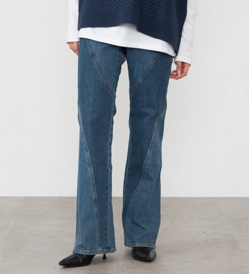 SOMETHING LISA SPIRAL フレアデニムパンツ|SOMETHING|サムシング