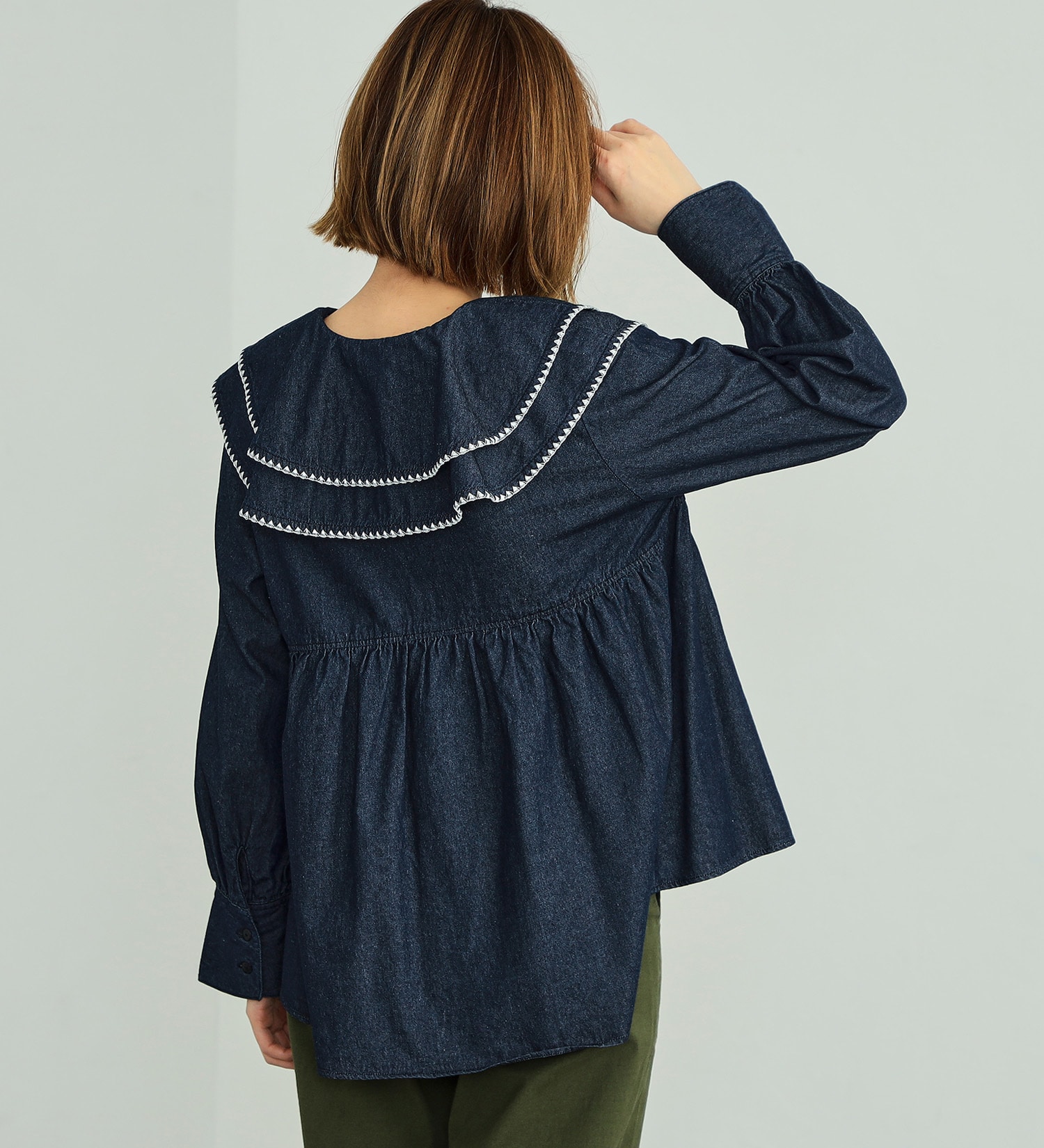 FINAL SALE】SOMETHING フリルカラーデニムブラウス|SOMETHING|サムシング