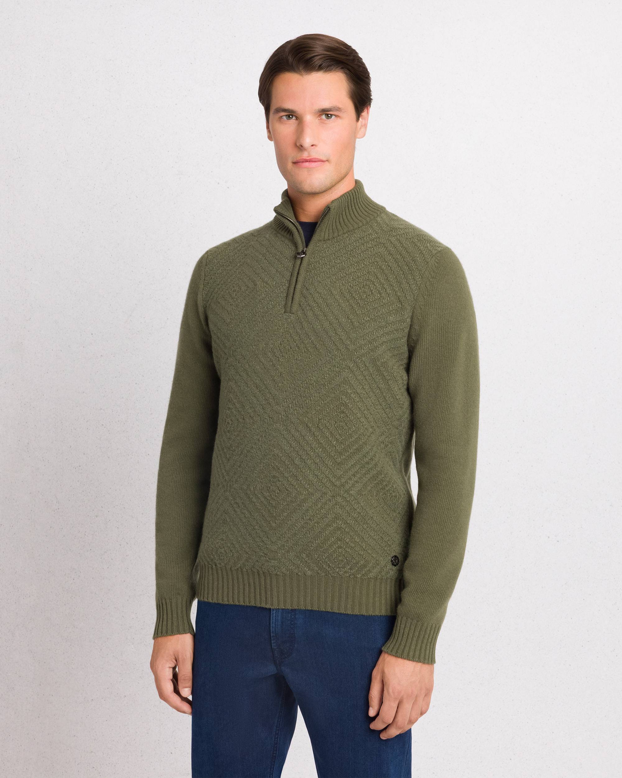 Wool and cashmere knit zip mockneck sweater | Stefano Ricci