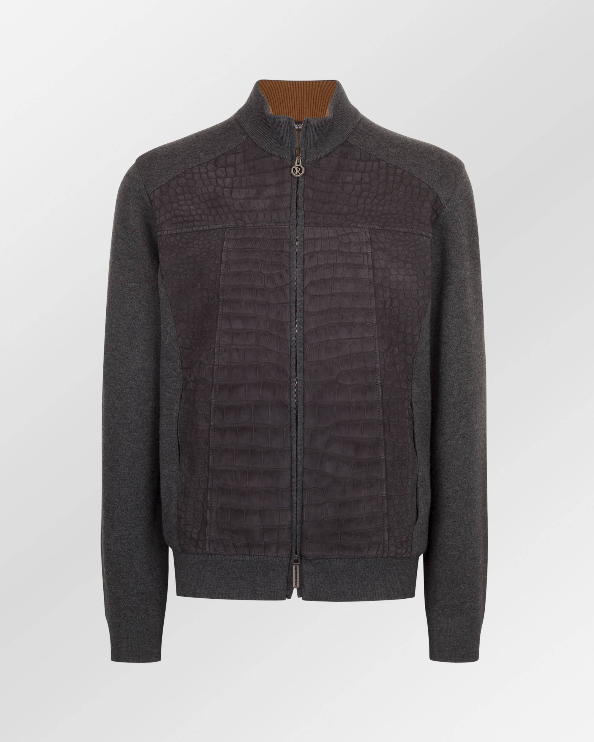 Knit blouson with crocodile leather inserts | Stefano Ricci