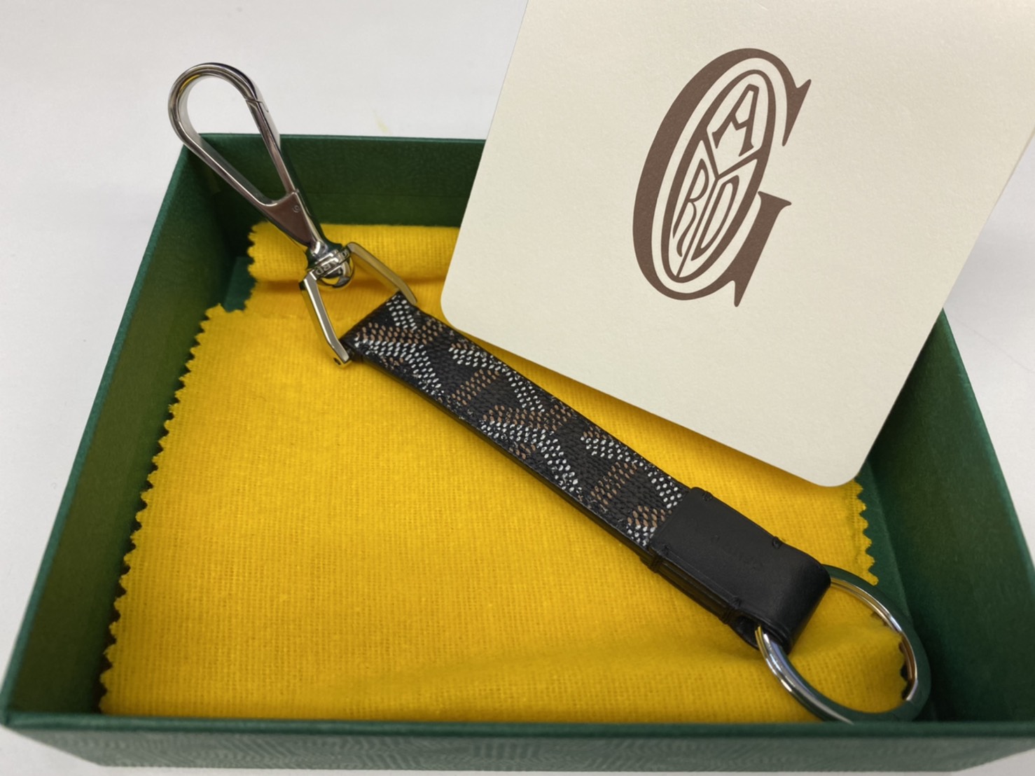 買取実績 ゴヤール GOYARD ヘリンボーン柄PVCキーリング ブラック
