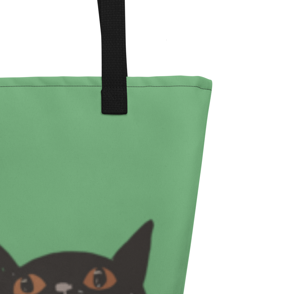 Japanese Black Kitty Cat – Large Tote Bag 🐾🖤 – Daft Panda