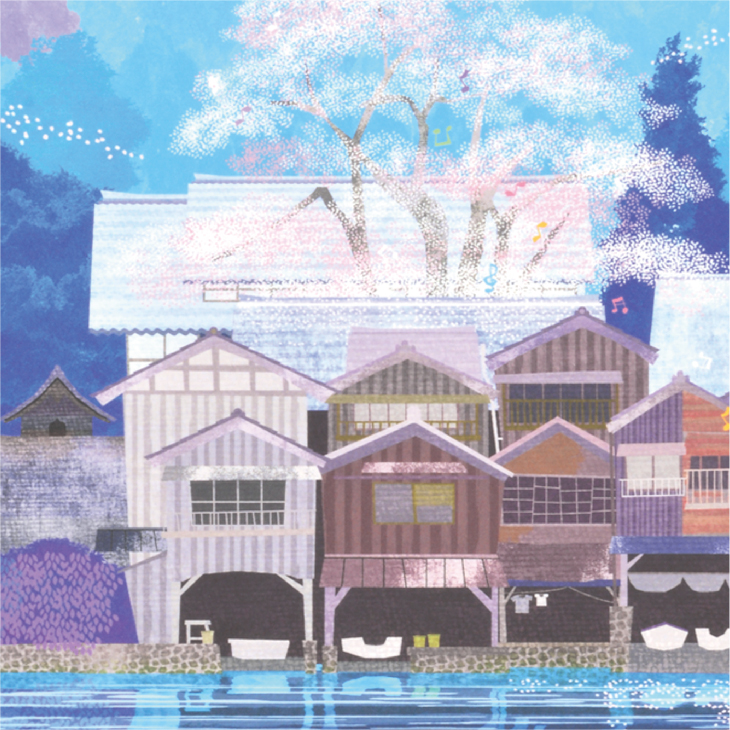 大額オンラインショップ / 京都 伊根の舟屋と桜〈大全紙〉