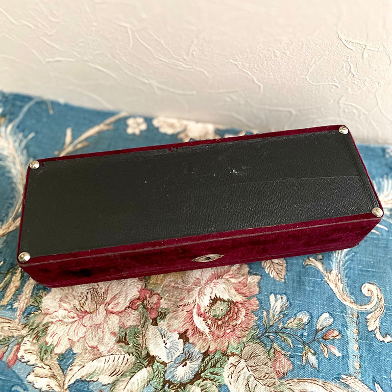 ベルベットのグローブボックス エンジ色 フランス | アンティーク