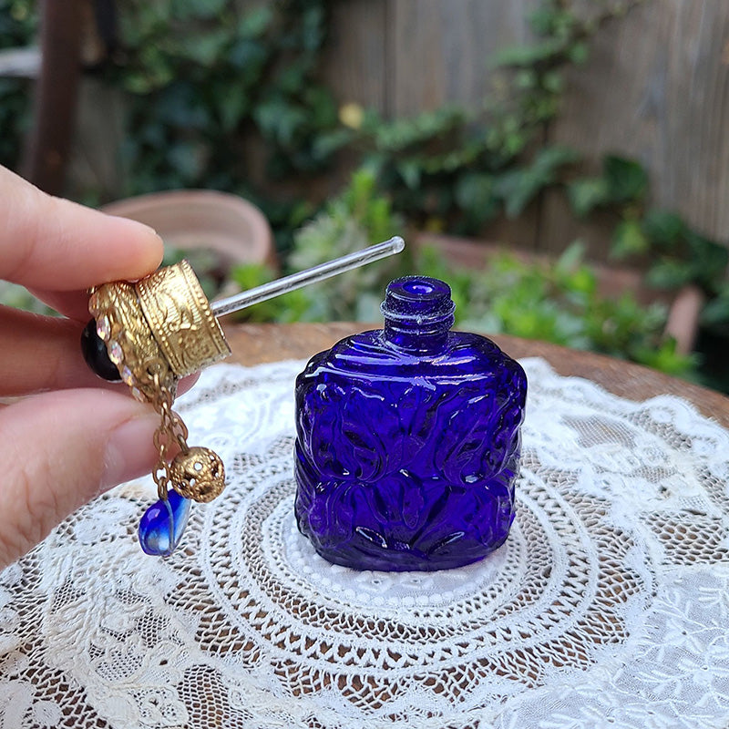 コバルトブルー 香水瓶 アイリス アールデコ チェコ製 | アンティーク