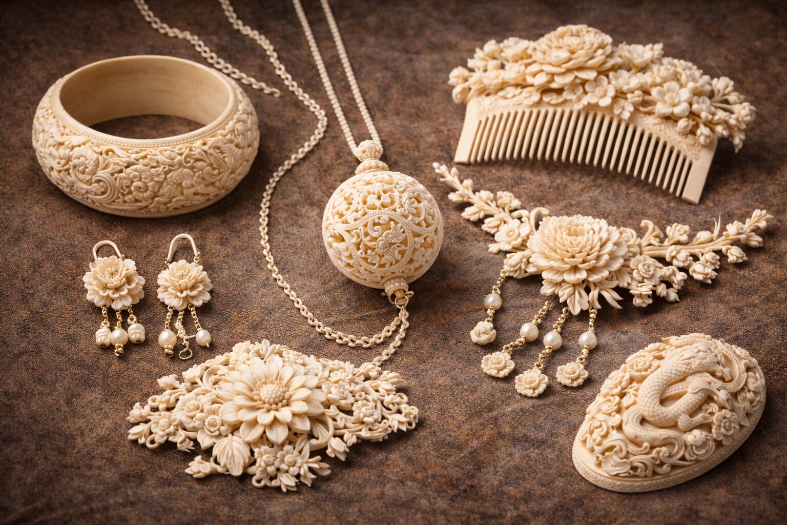 象牙細工の装飾品の種類一覧｜帯留め・根付・ネックレスの特徴と価値を