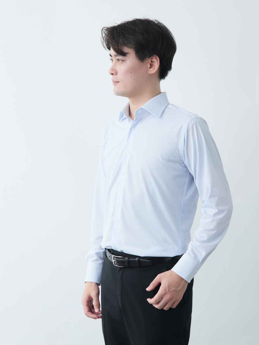 オーダーシャツ形態安定・ストレッチ/ストライプ/ブルー/CC16