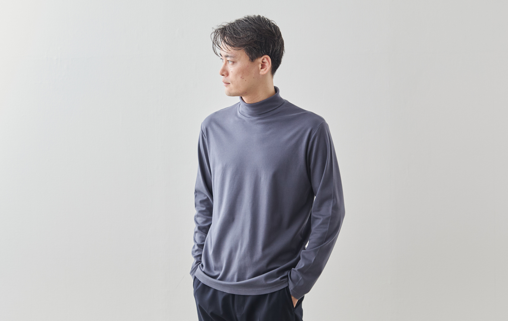 スビンプラチナムコットン 超微起毛タートルネック/ソフト仕上げ