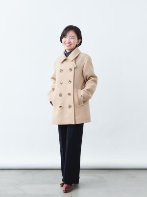 Super120's ウールメルトンピーコート/ベージュ | Factelier
