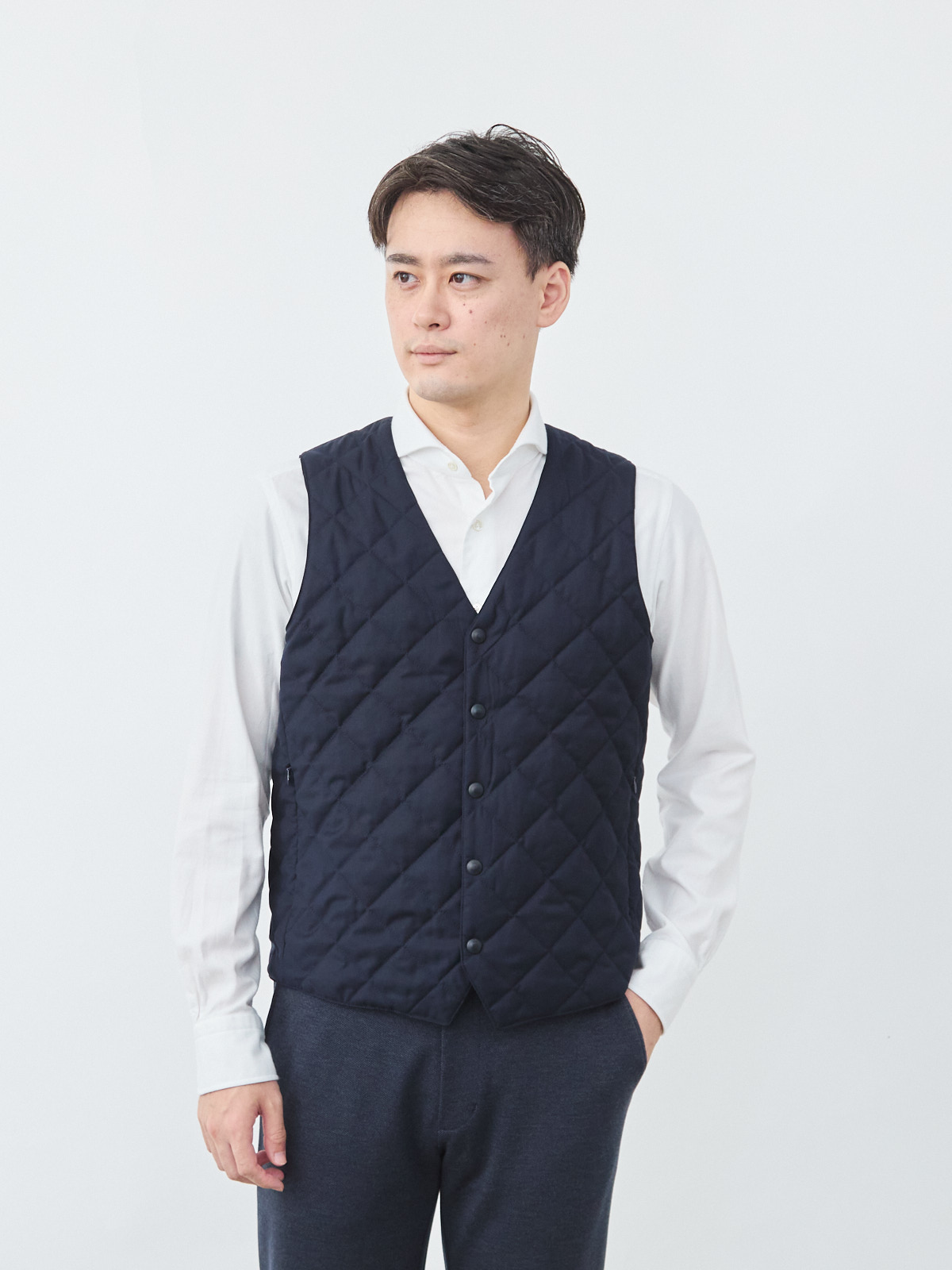 7 Days ダイヤモンドキルティングベスト/ウォッシャブル/ネイビー