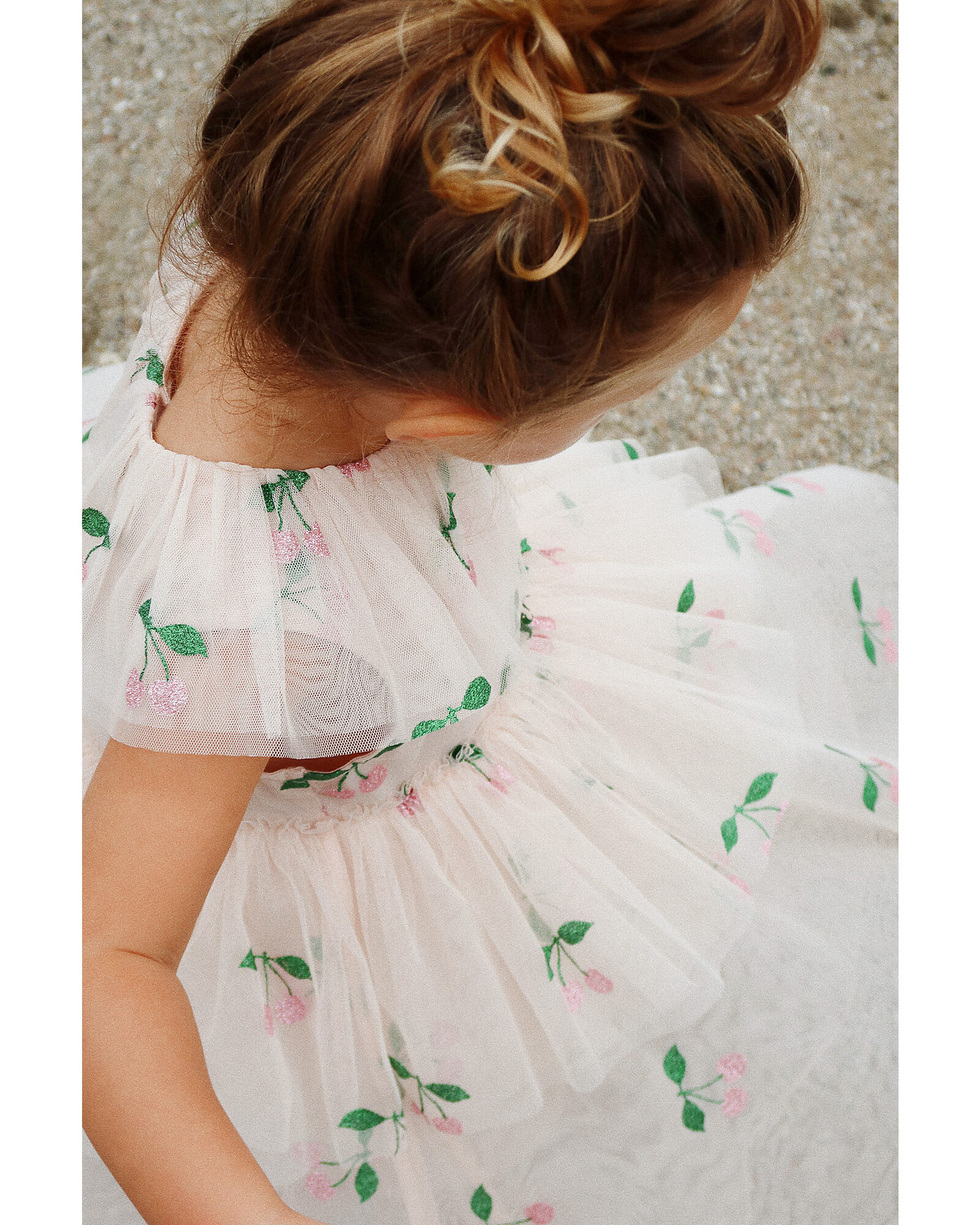 Konges Slojd Ruffled Dress - Mili Glitter - Cherries - 100% Cotton