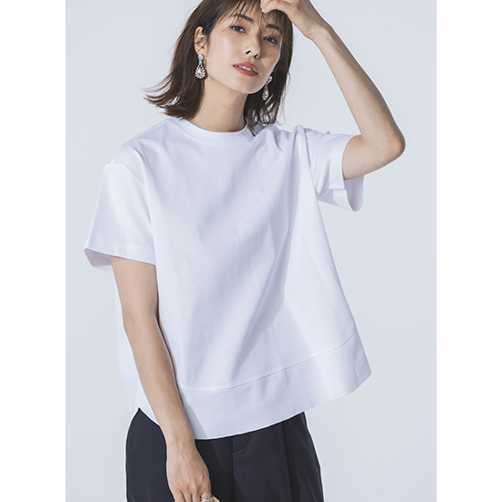 Dignite Collier]【ウォッシャブル】裾切替えバックスリットカットソー