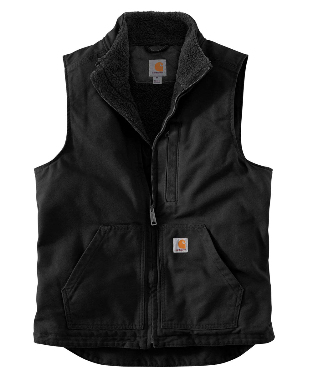 Carhartt Washed Duck Sherpa-Lined Mock Neck Vest - Black — Dave's