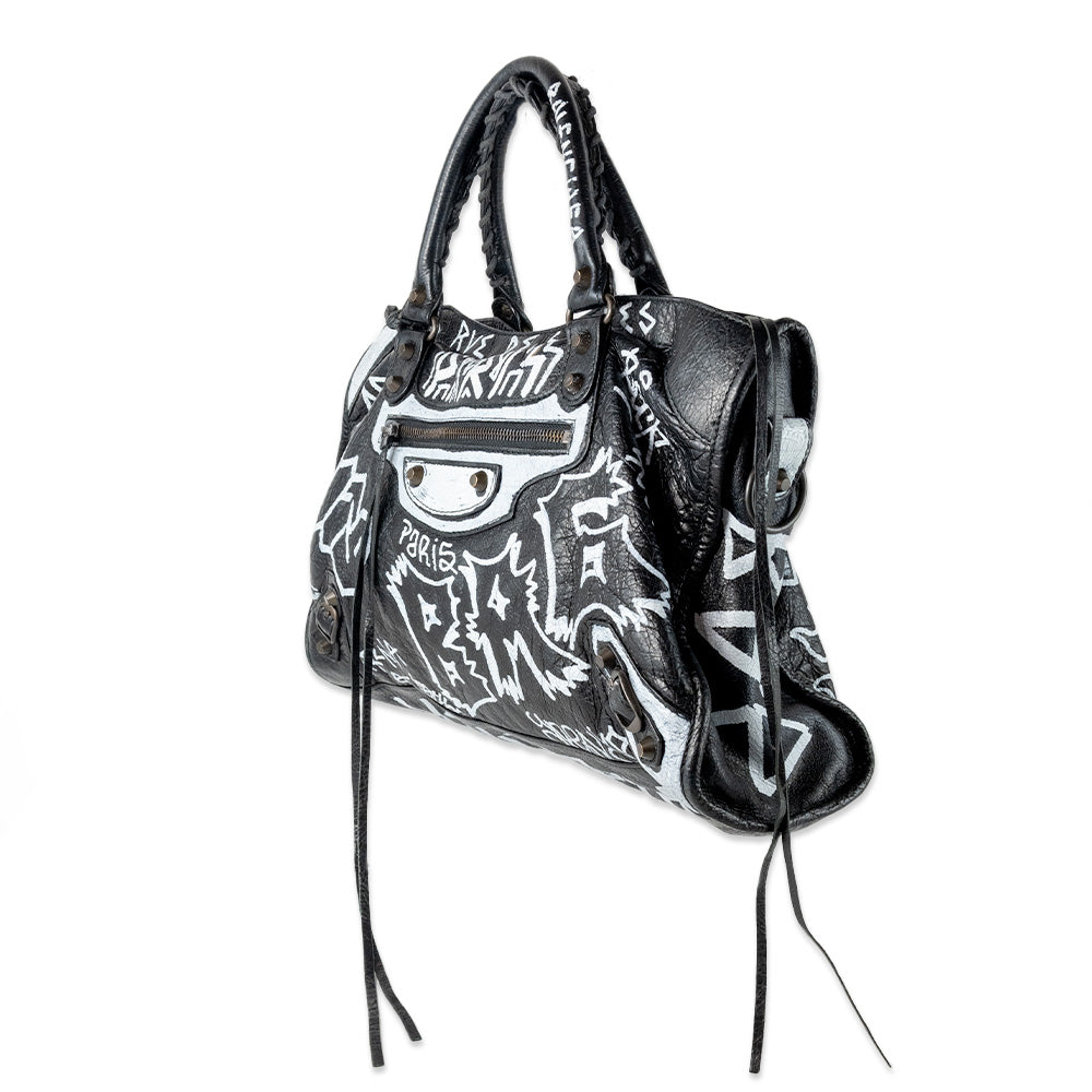 Balenciaga Motocross Graffiti Classic City Bag | DBLTKE Luxury