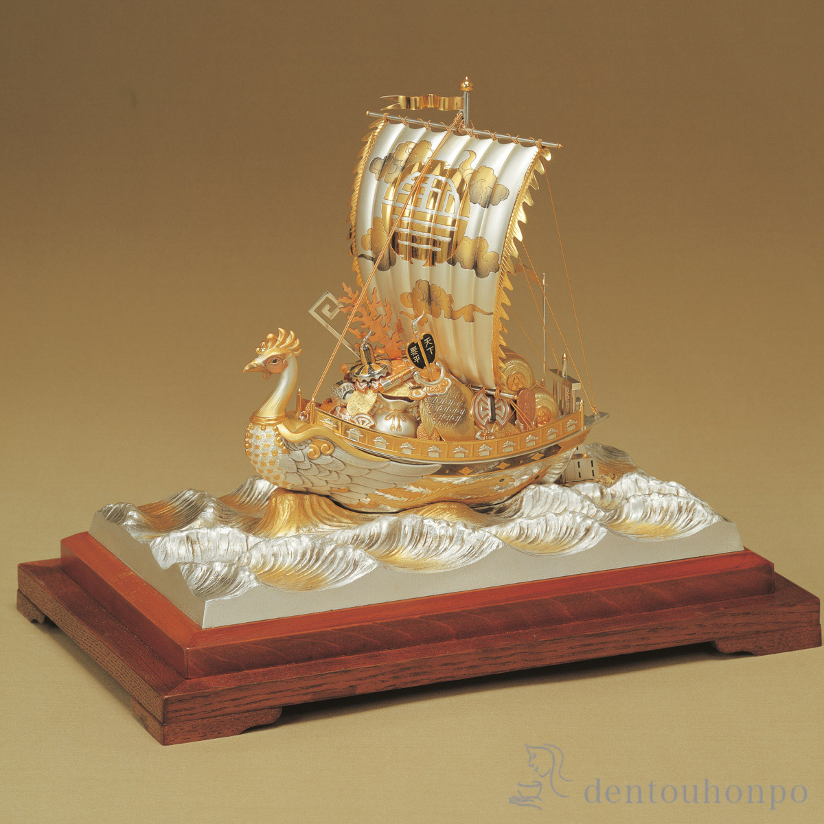 送料無料】 銀製 宝船 鳳凰 G 42g / 武比古 置物 七福神 恵比寿 大黒
