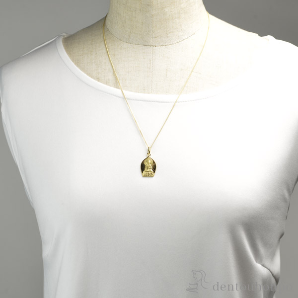 送料無料】 十八金製 お守りご本尊ペンダント 聖観世音菩薩 K18