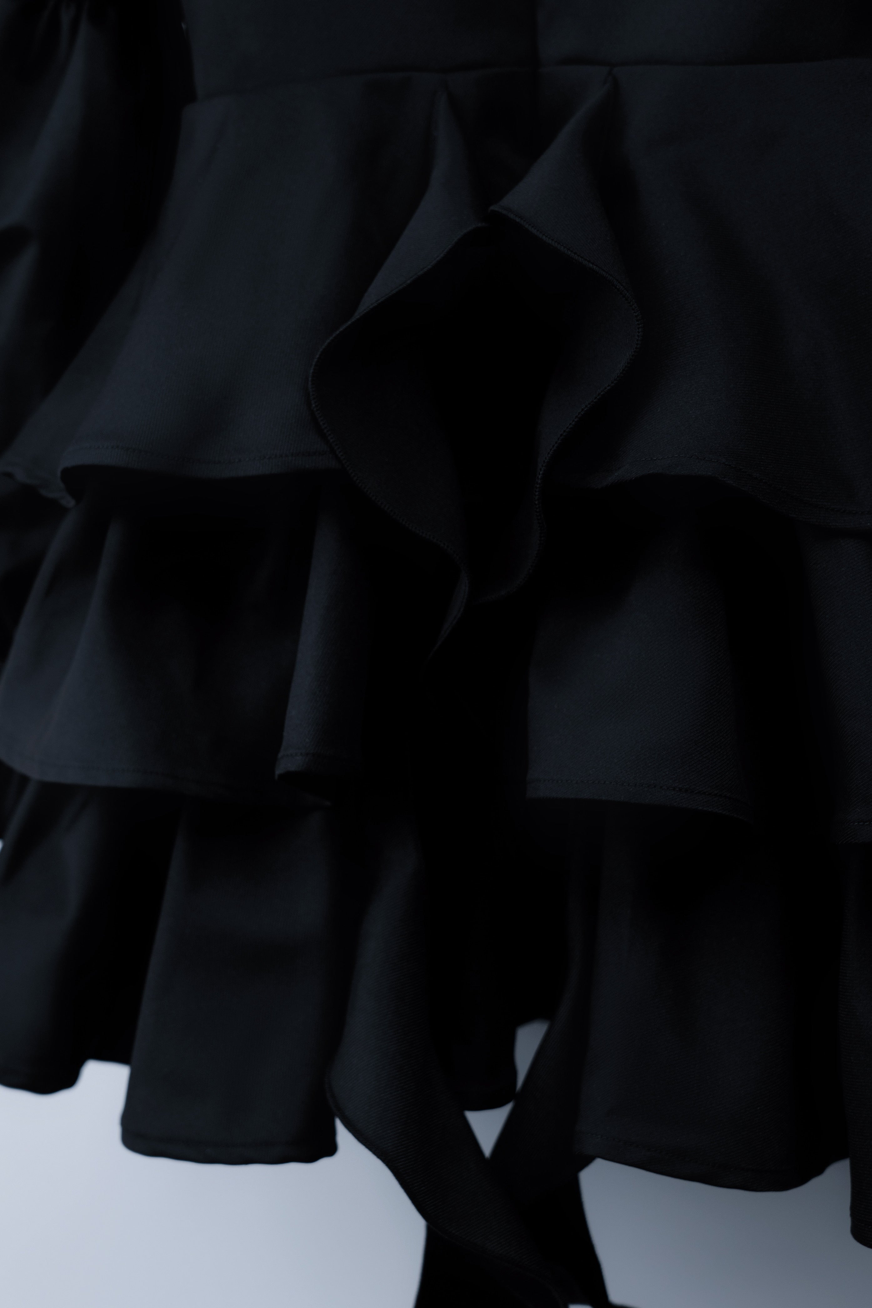 doll ruffle puff one piece black