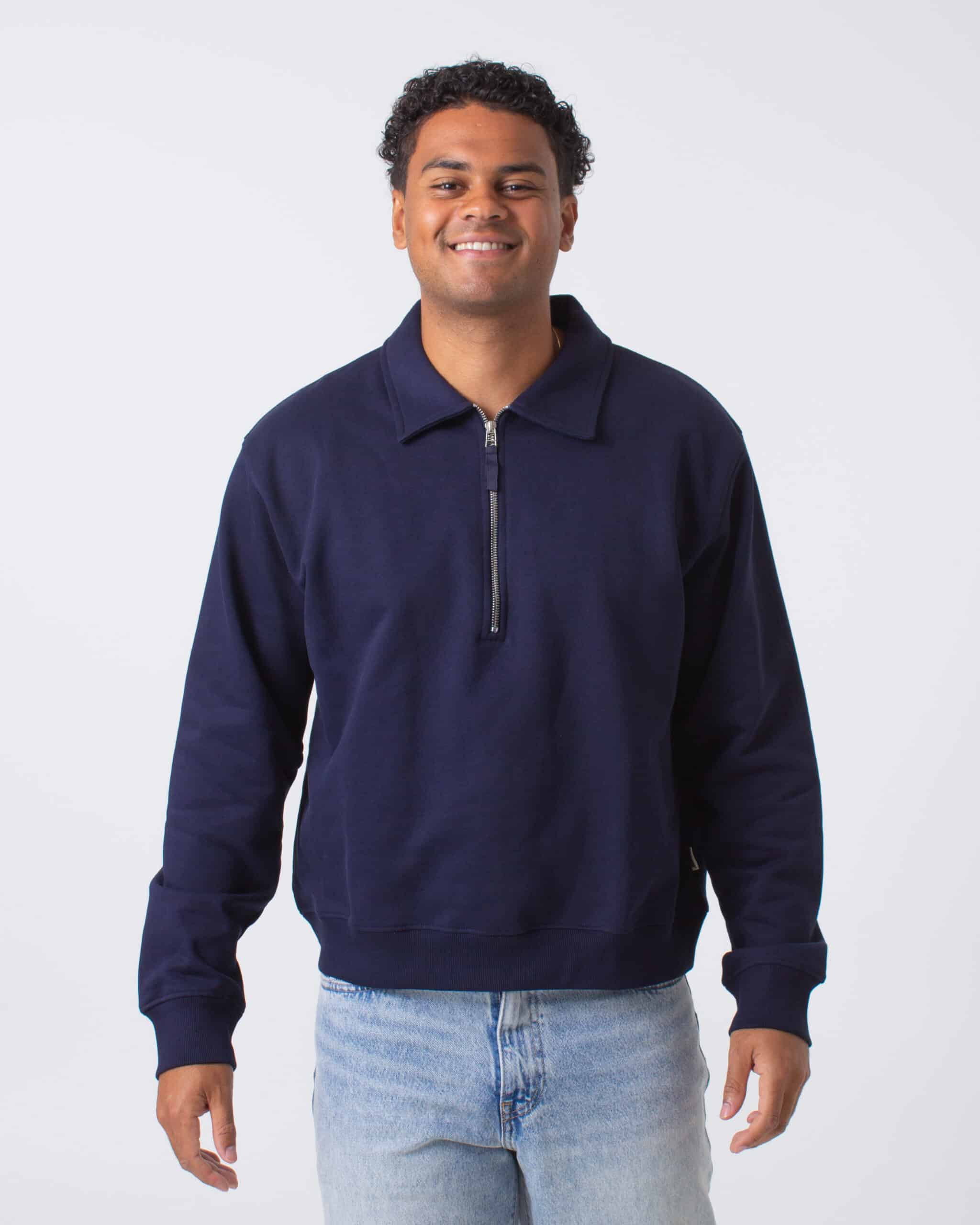 Woodbird Tom Zip Polo Navy - De Rode Winkel